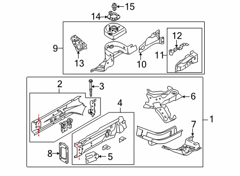 2012 Mazda 2 Structural Components & Rails Diagram