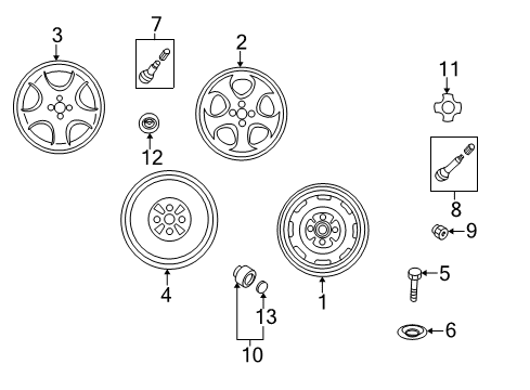 2002 Mazda Miata Wheel Covers & Trim Diagram