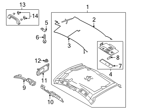 2005 Mazda 3 Interior Trim - Roof Diagram 2