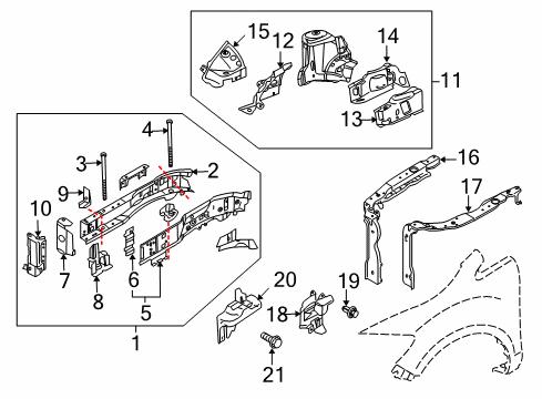 2009 Mazda CX-9 Structural Components & Rails Diagram