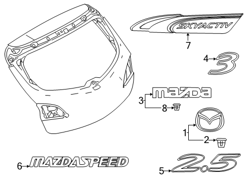 2010 Mazda 3 Exterior Trim - Lift Gate Diagram