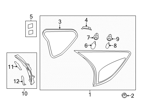 2015 Mazda CX-5 Lamp(Left), Trunk Lid Diagram for KD53-51-3G0F