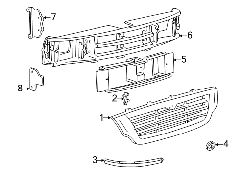 1999 Mazda B2500 Grille & Components Diagram