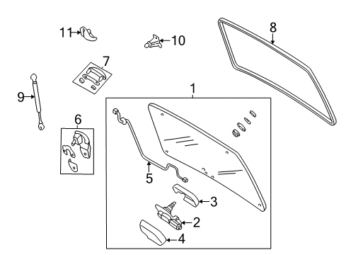 2002 Mazda Tribute Glass - Lift Gate Diagram