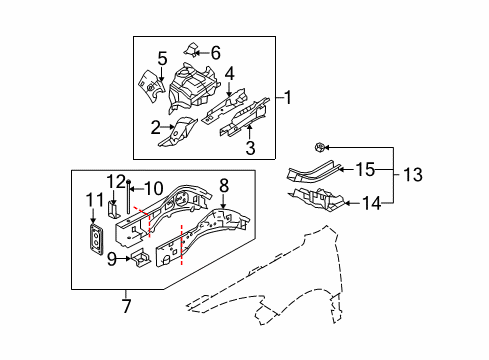 2011 Mazda 6 Structural Components & Rails