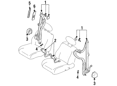 1996 Mazda 626 Buckle Diagram for GB8A-57-620-29