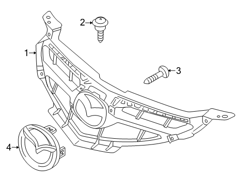 2007 Mazda 3 Grille & Components Diagram 3