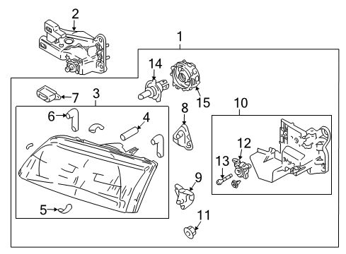 1998 Mazda 626 Headlamp Components Diagram 2