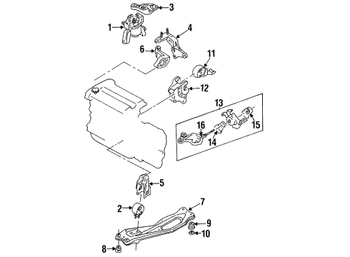 1995 Mazda Protege Engine & Trans Mounting Diagram 3