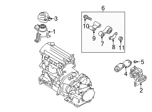 2008 Mazda 6 Mount Diagram for GM9B-39-060A