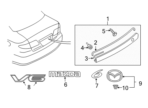 2004 Mazda 6 Exterior Trim - Lift Gate Diagram