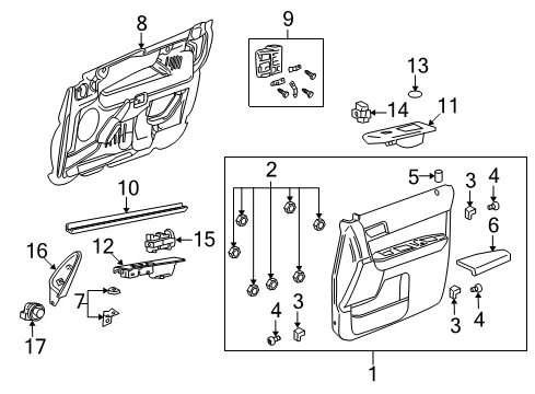 2011 Mazda Tribute Interior Trim - Front Door Diagram