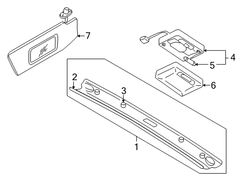 2000 Mazda Miata Sunvisor Diagram for NC10-69-320B-02