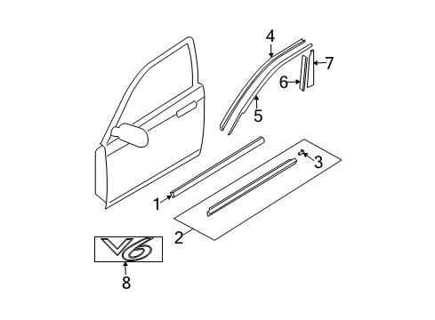 2004 Mazda 6 Exterior Trim - Front Door Diagram