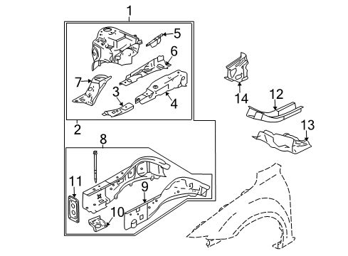 2007 Mazda 6 Structural Components & Rails