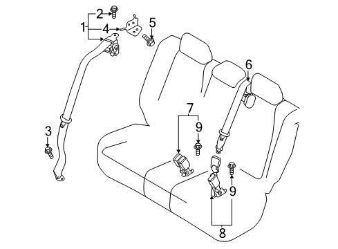 2016 Mazda CX-5 Second Row Seat Belts Diagram