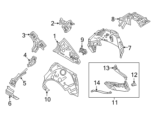 2021 Mazda 3 Pillar Reinforcement Diagram for BHYA-70-1CX