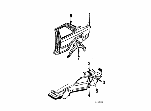 1987 Mazda 626 Quarter Panel & Components Diagram