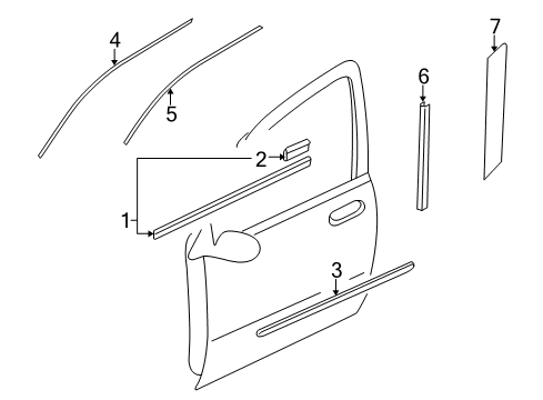 2006 Mazda MPV Exterior Trim - Front Door Diagram