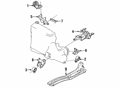 1992 Mazda Protege Engine & Trans Mounting Diagram