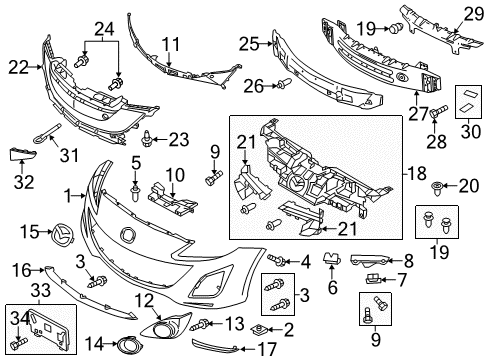 2013 Mazda 3 Bumper & Components - Front Diagram