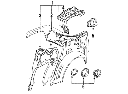 1995 Mazda 626 Inner Structure - Quarter Panel Diagram