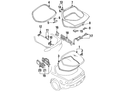 1994 Mazda RX-7 Gate & Hardware Diagram