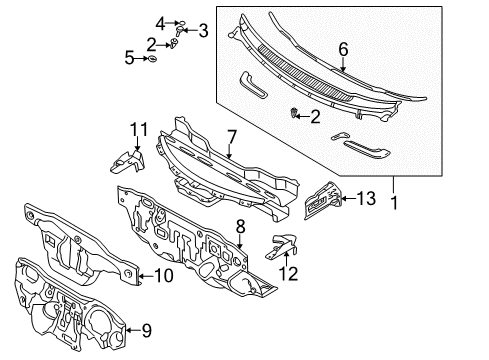 2000 Mazda MPV Cowl Diagram