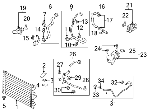 2009 Mazda 6 Radiator & Components Diagram