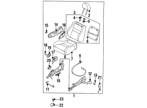 1996 Mazda MX-6 Seats & Track Components Diagram 3