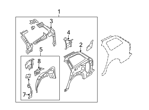 2005 Mazda 6 Inner Structure - Quarter Panel Diagram