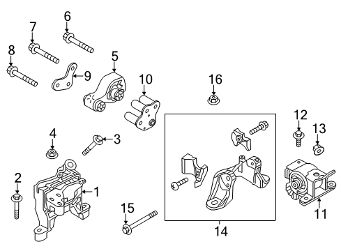 2014 Mazda 3 Engine & Trans Mounting Diagram