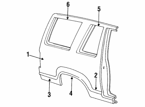 1991 Mazda Navajo Quarter Panel & Components Diagram