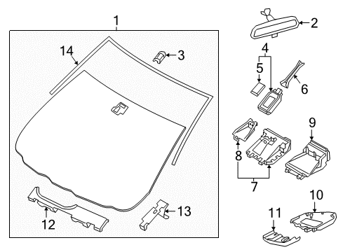 2016 Mazda CX-3 Glass - Windshield Diagram