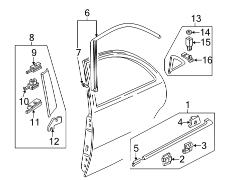 2000 Mazda Millenia Exterior Trim - Rear Door Diagram