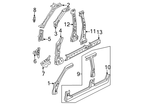 2006 Mazda Tribute Inner Pillar Diagram for ZZCA-70-260