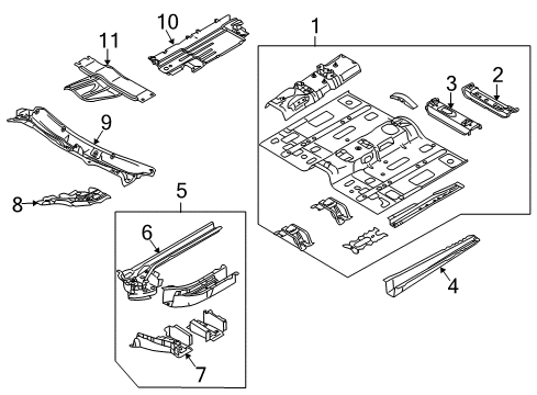 2011 Mazda CX-7 Floor & Rails Diagram