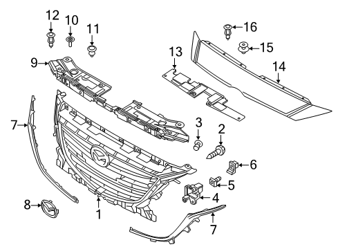 2014 Mazda 3 Grille & Components Diagram