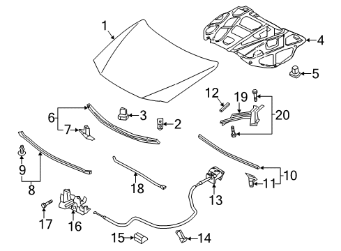 2012 Mazda 5 Hood & Components Diagram