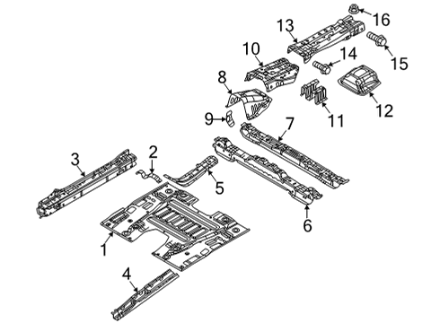 2022 Mazda MX-30 EV Floor & Rails Diagram