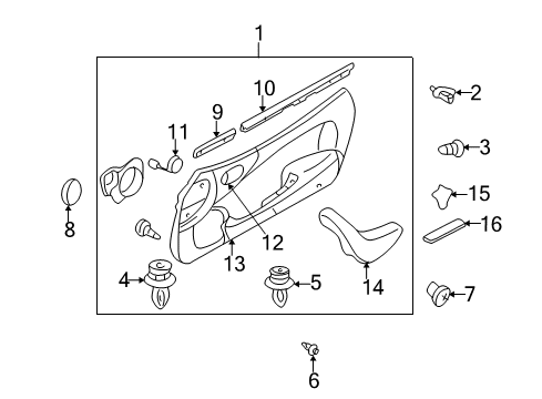 2000 Mazda Miata Interior Trim - Door Diagram