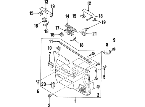 1997 Mazda Protege Interior Trim - Front Door Diagram