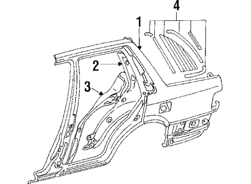 1986 Mazda 323 Quarter Panel & Components Diagram