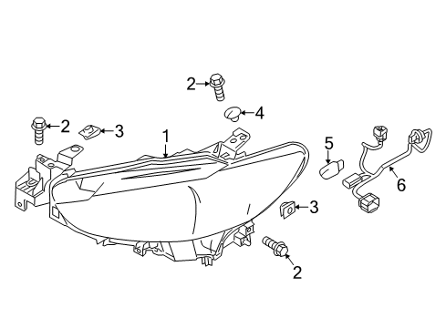 2017 Mazda 6 Headlamp Components Diagram 2