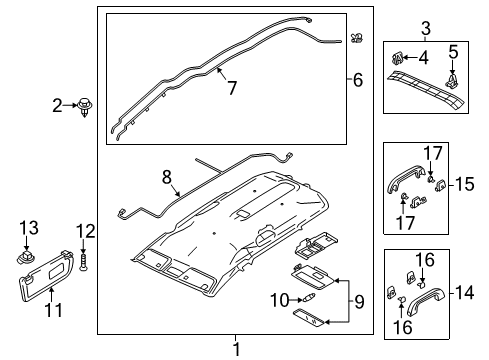 2012 Mazda 5 Interior Trim - Roof Diagram 2