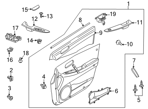 2007 Mazda CX-7 Interior Trim - Front Door Diagram