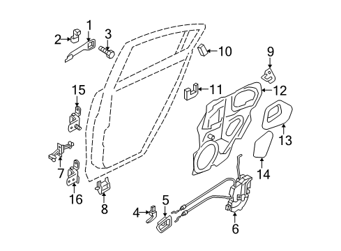 2008 Mazda 5 Front Door - Lock & Hardware Diagram