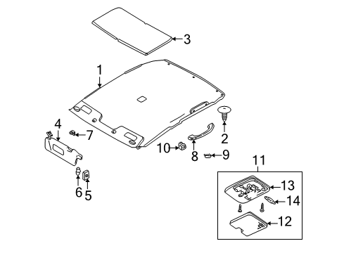 1998 Mazda 626 Interior Trim - Roof Diagram 2