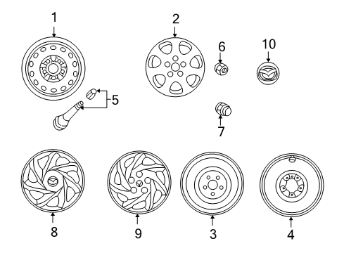 2001 Mazda 626 Wheel Covers & Trim Diagram