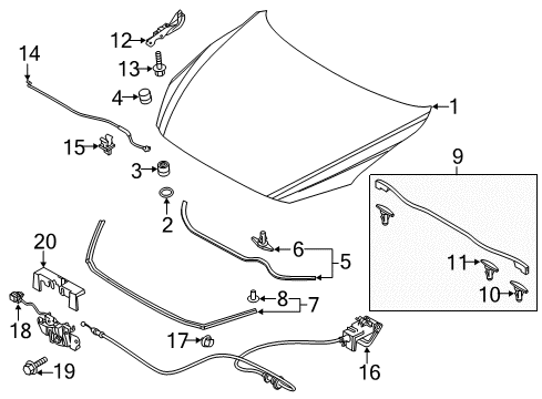 2016 Mazda 3 Hood & Components Diagram